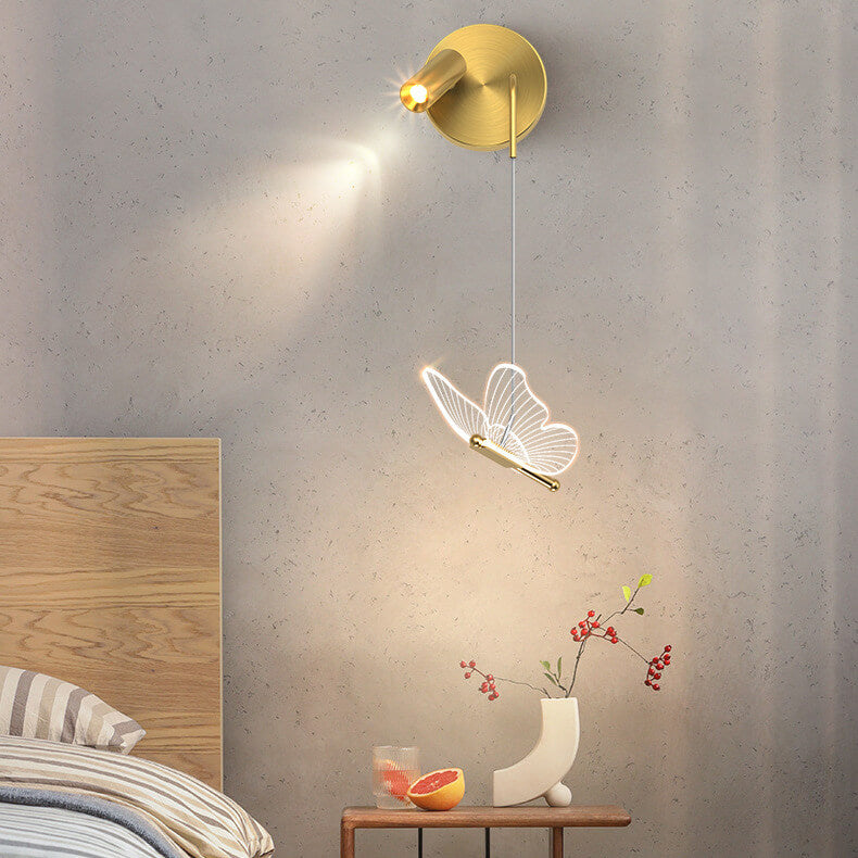 Contemporary Creative Iron Acrylic Butterfly Spotlight Design LED Wall Sconce Lamp for Living Room