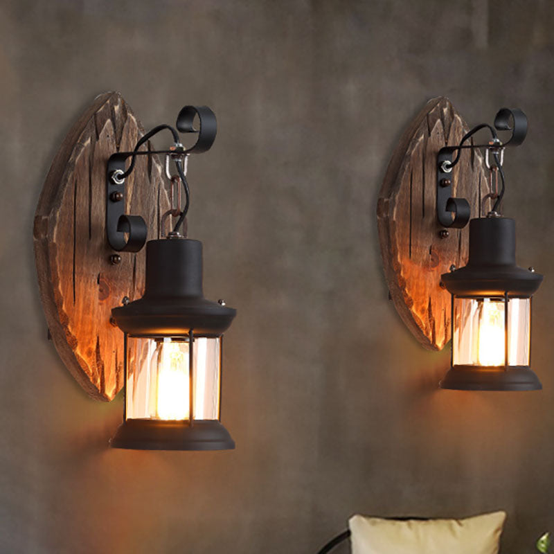 Traditional Disc Wood Wall Sconce