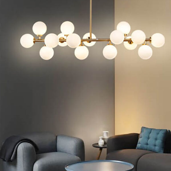 Modern Luxury Magic Bean Iron Glass Ball 16-Light Island Light Chandelier For Dining Room