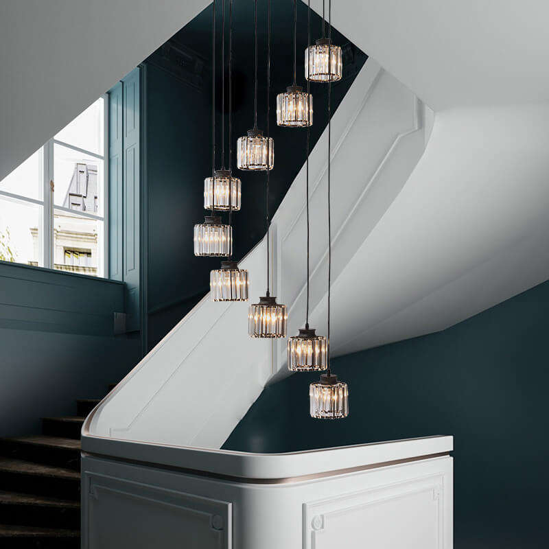 Modern Cylindrical Crystal 6-Light Chandelier