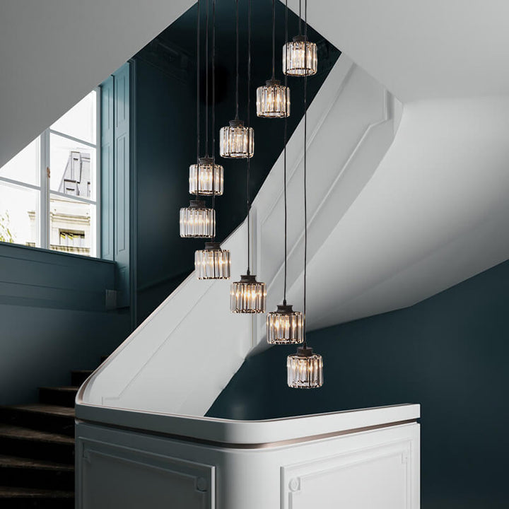 Modern Cylindrical Crystal 6-Light Chandelier