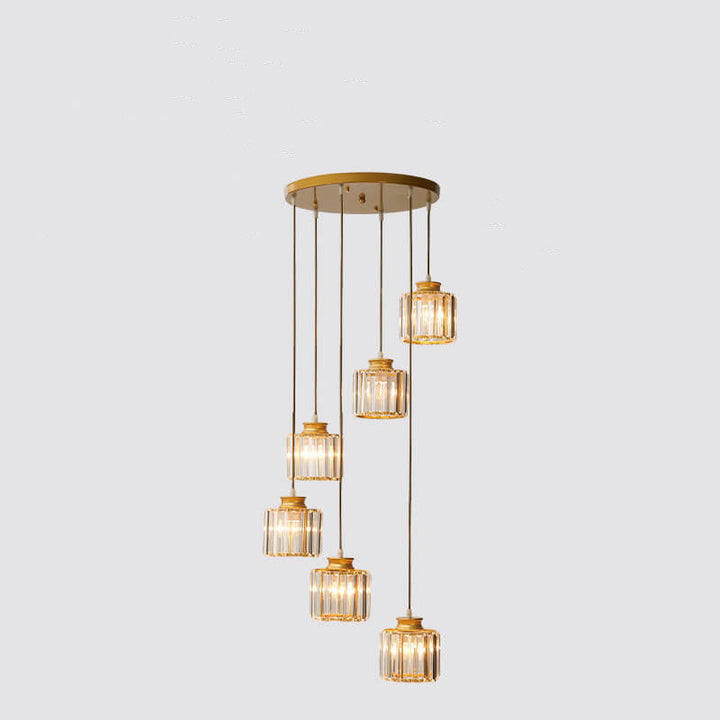 Modern Cylindrical Crystal 6-Light Chandelier