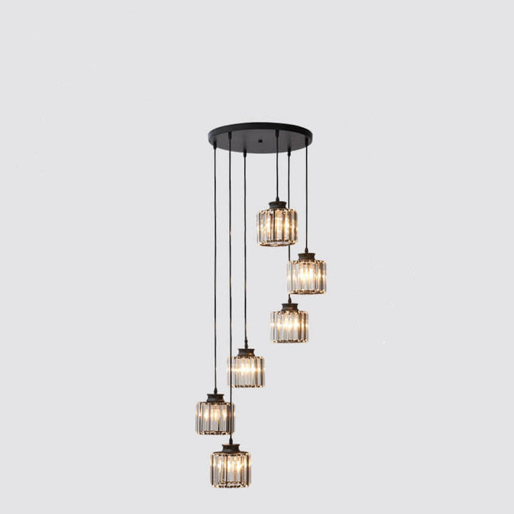Modern Cylindrical Crystal 6-Light Chandelier