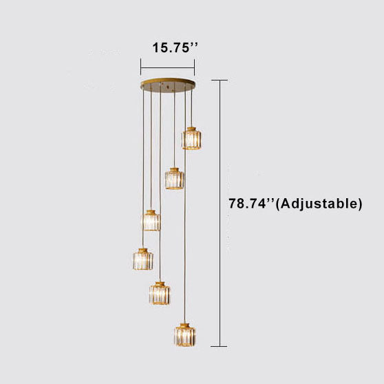 Modern Cylindrical Crystal 6-Light Chandelier