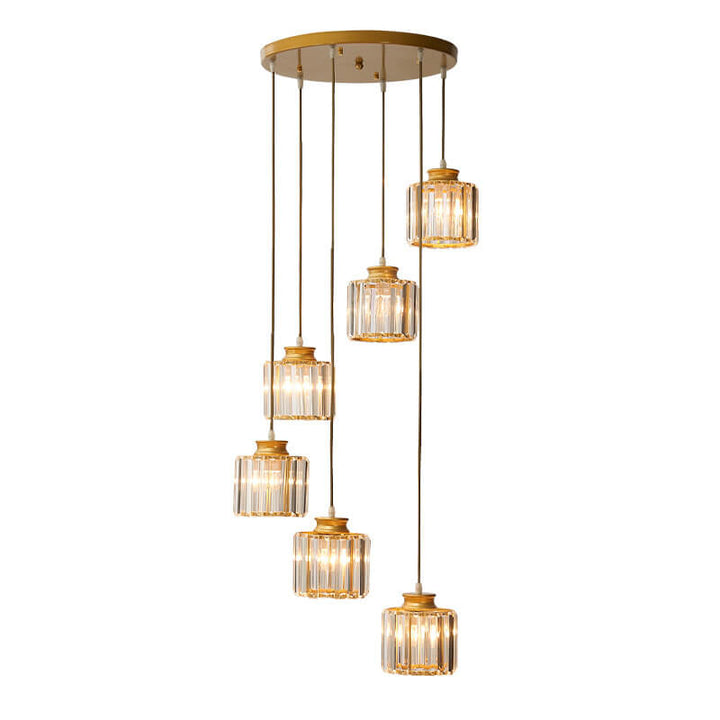 Modern Cylindrical Crystal 6-Light Chandelier