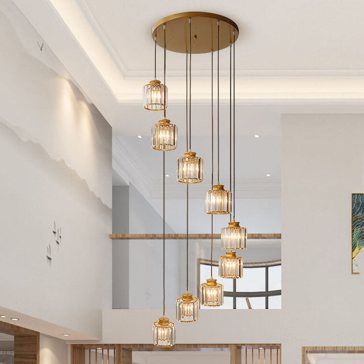 Modern Cylindrical Crystal 6-Light Chandelier