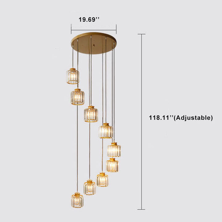 Modern Cylindrical Crystal 6-Light Chandelier