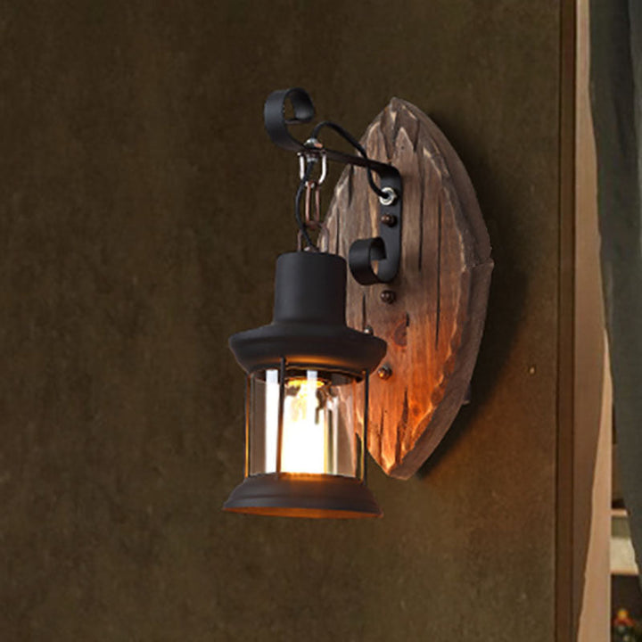 Traditional Disc Wood Wall Sconce