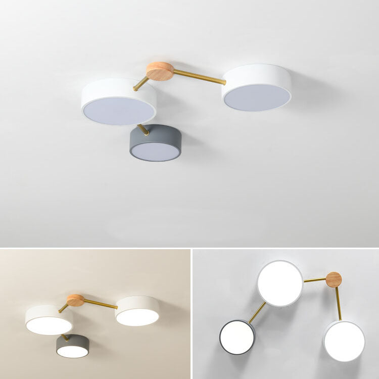 Nordic Solid Wood LED Flush Mount Ceiling Light