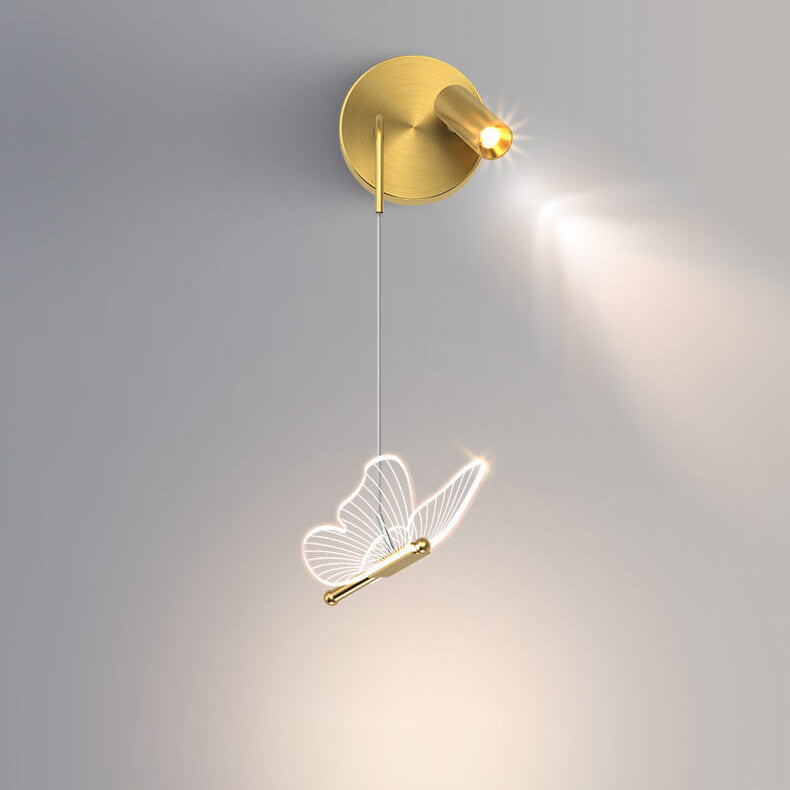 Contemporary Creative Iron Acrylic Butterfly Spotlight Design LED Wall Sconce Lamp for Living Room