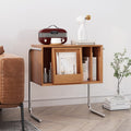 Contemporary Nordic Rectangular Pine Wood Plywood Stainless Steel End Table 2-Tier For Living Room