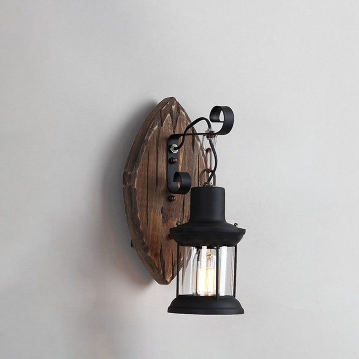 Traditional Disc Wood Wall Sconce