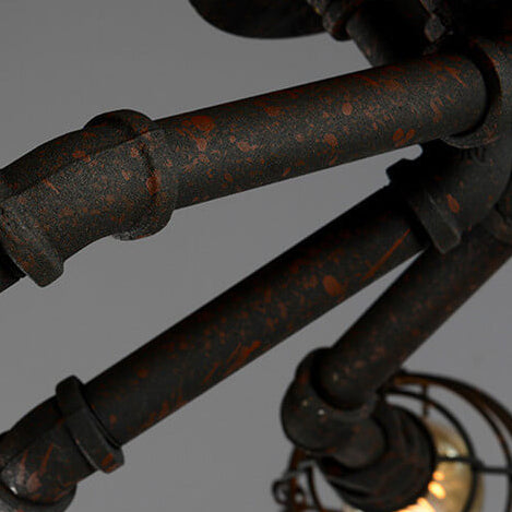 Industrial Round Iron 8-Light Flush Mount Ceiling Light