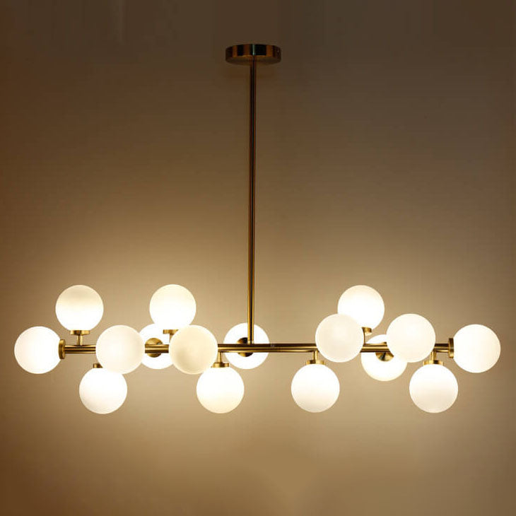 Modern Luxury Magic Bean Iron Glass Ball 16-Light Island Light Chandelier For Dining Room