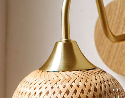 Modern Round Bamboo Wall Sconce