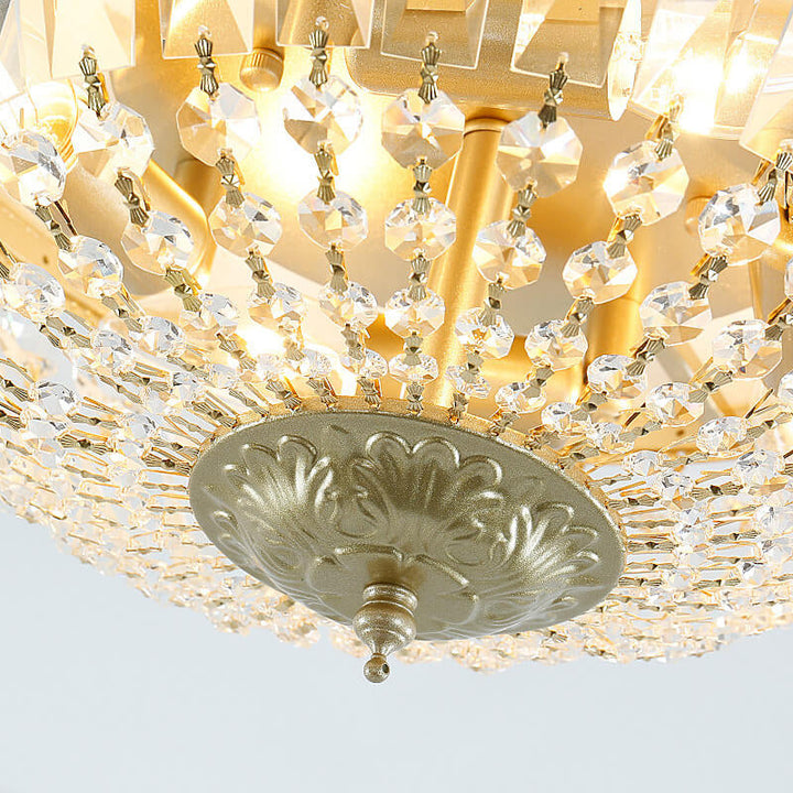 Vintage Round Crystal 6-Light Flush Mount Ceiling Light