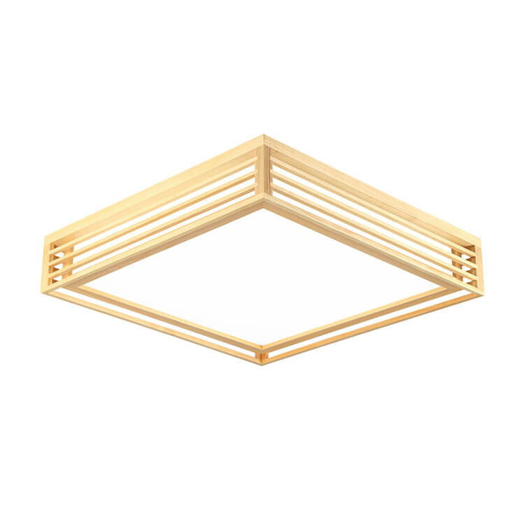 Nordic Square Solid Wood LED Flush Mount Ceiling Light