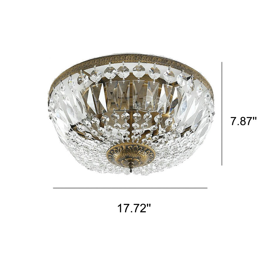 Vintage Round Crystal 6-Light Flush Mount Ceiling Light