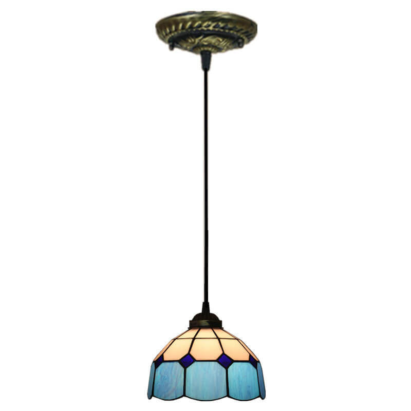 Tiffany Traditional Round Glass Pendant Light