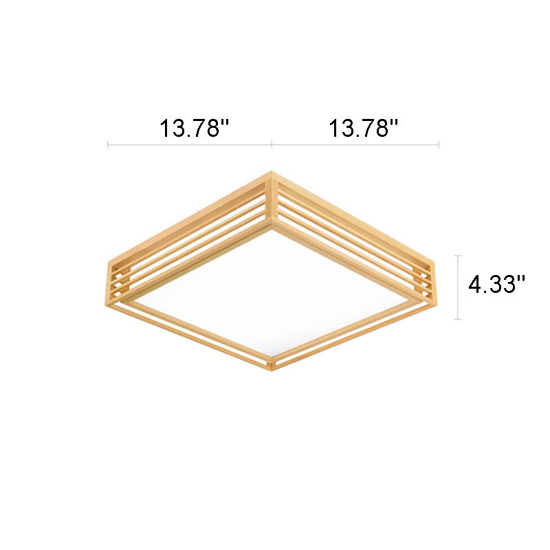Nordic Square Solid Wood LED Flush Mount Ceiling Light