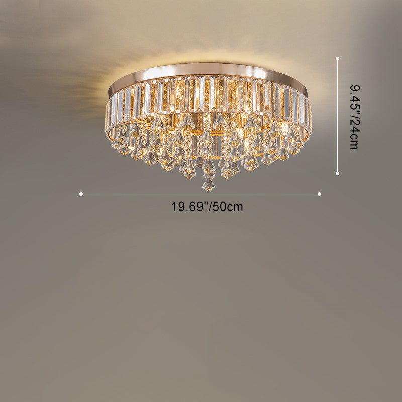 Modern Round Crystal 9-Light Flush Mount Ceiling Light