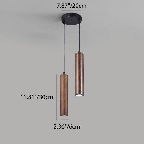 Minimalist Cylinder Wood LED Pendant Light