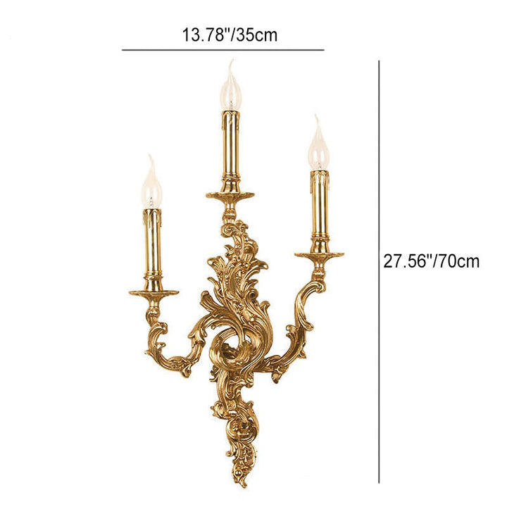 Vintage Brass 3-Light Wall Sconce