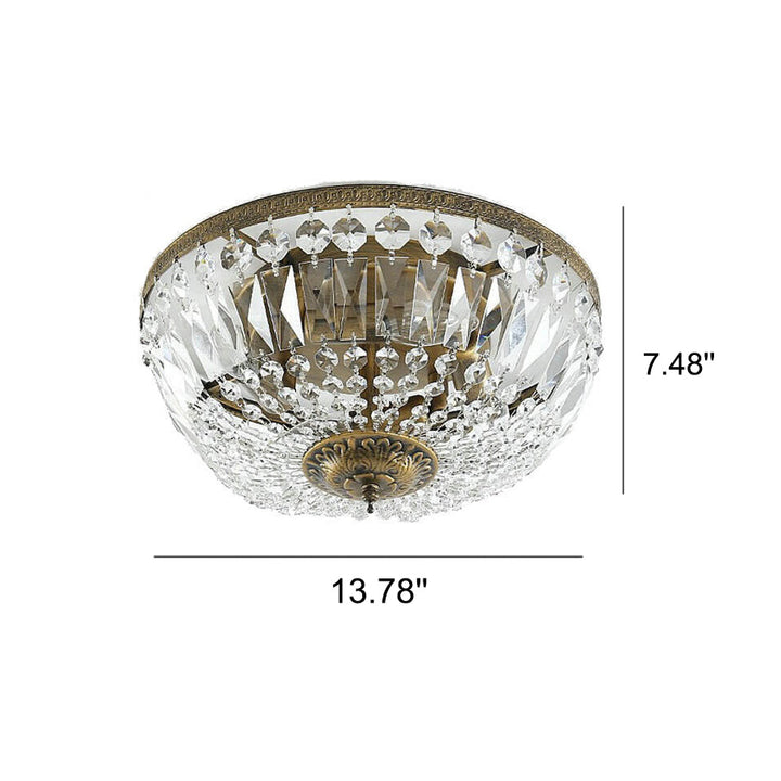 Vintage Round Crystal 6-Light Flush Mount Ceiling Light