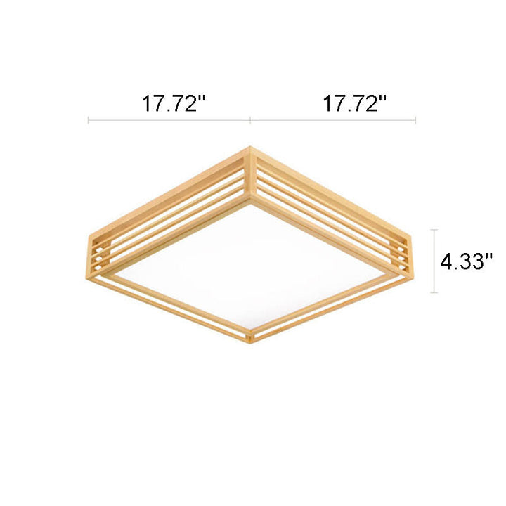 Nordic Square Solid Wood LED Flush Mount Ceiling Light