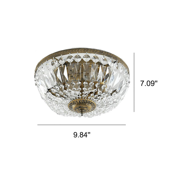 Vintage Round Crystal 6-Light Flush Mount Ceiling Light