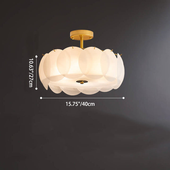 French Round Glass 6-Light Semi-Flush Ceiling Light