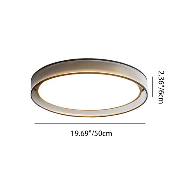 Contemporary Nordic Round Gauze Fabric Copper Acrylic LED Flush Mount Ceiling Light For Living Room & Bedroom