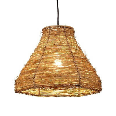 Retro Dome Rattan Pendant Light