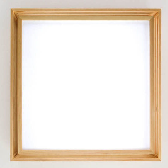 Nordic Square Solid Wood LED Flush Mount Ceiling Light