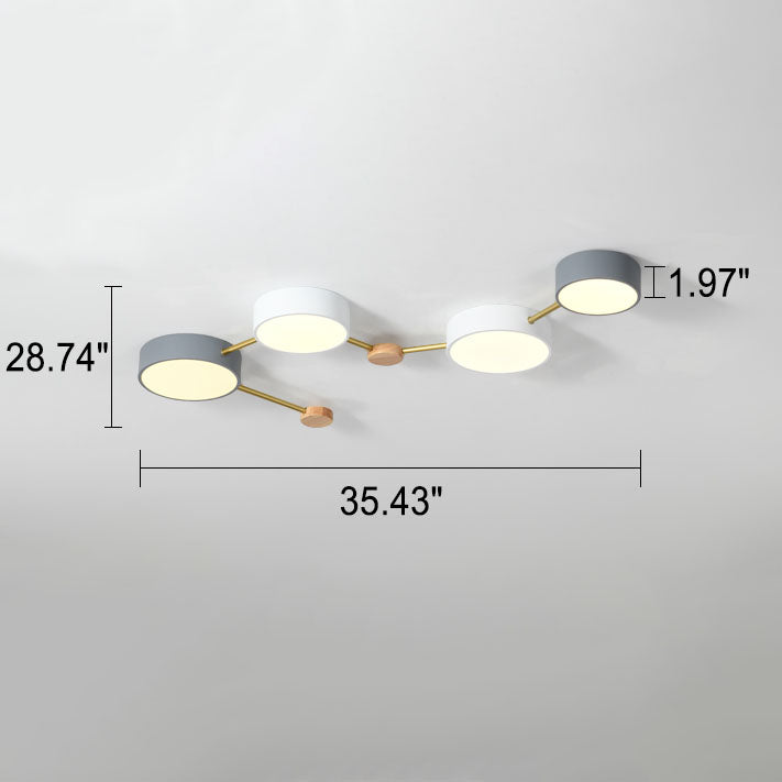 Nordic Solid Wood LED Flush Mount Ceiling Light