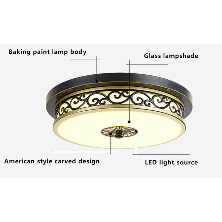 Vintage Iron LED Flush Mount Ceiling Light