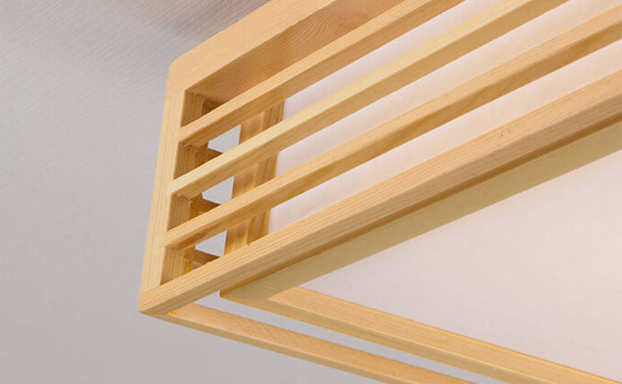 Nordic Square Solid Wood LED Flush Mount Ceiling Light