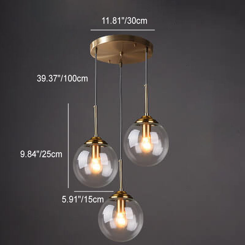 Contemporary Spherical Copper 5-Light Chandelier