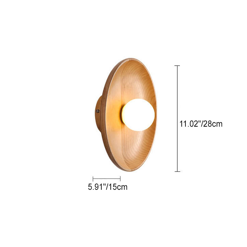 Minimalist Round Solid Wood Wall Sconce