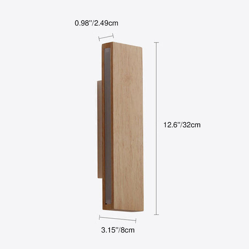 Contemporary Rectangular Solid Wood LED Wall Sconce