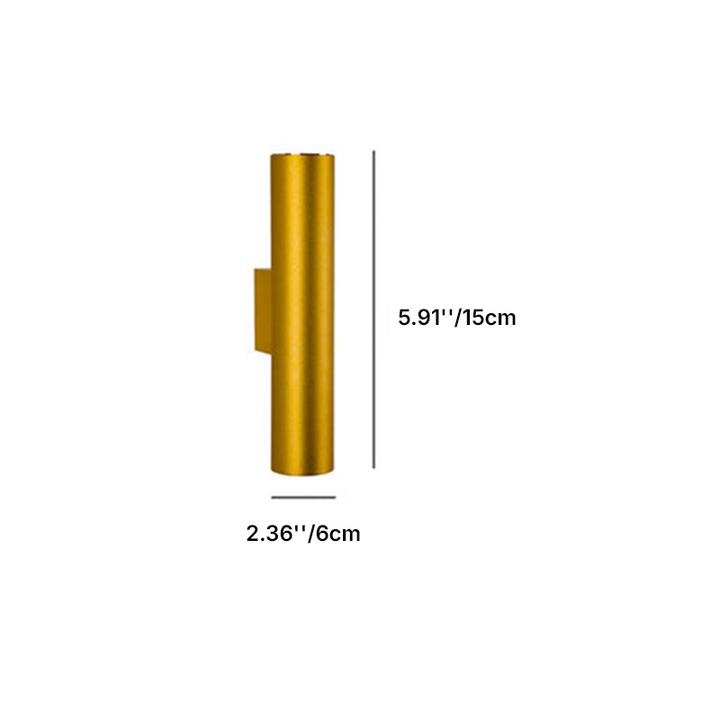 Minimalist Cylindrical Aluminum 2-Light Wall Sconce