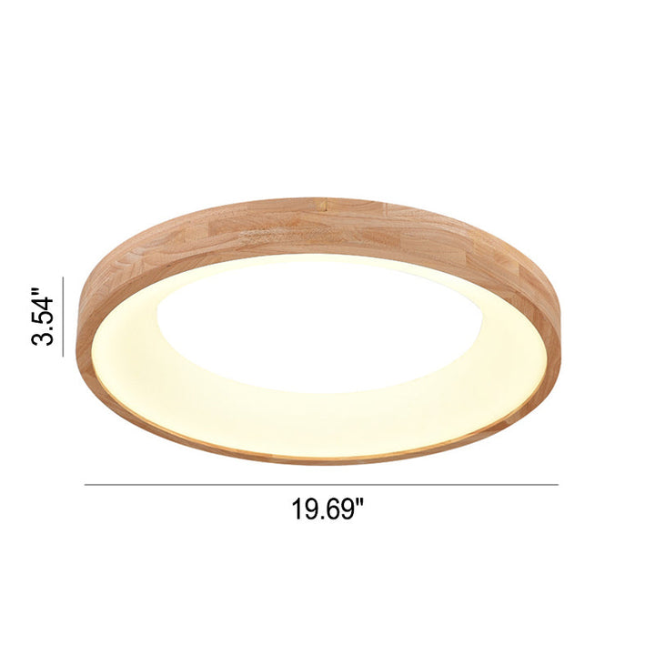 Minimalist Round Wood LED Flush Mount Ceiling Light