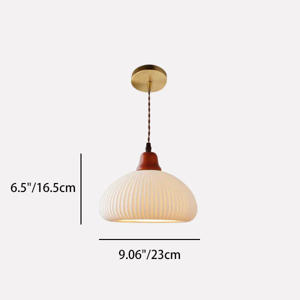 Traditional Round Solid Wood Pendant Light