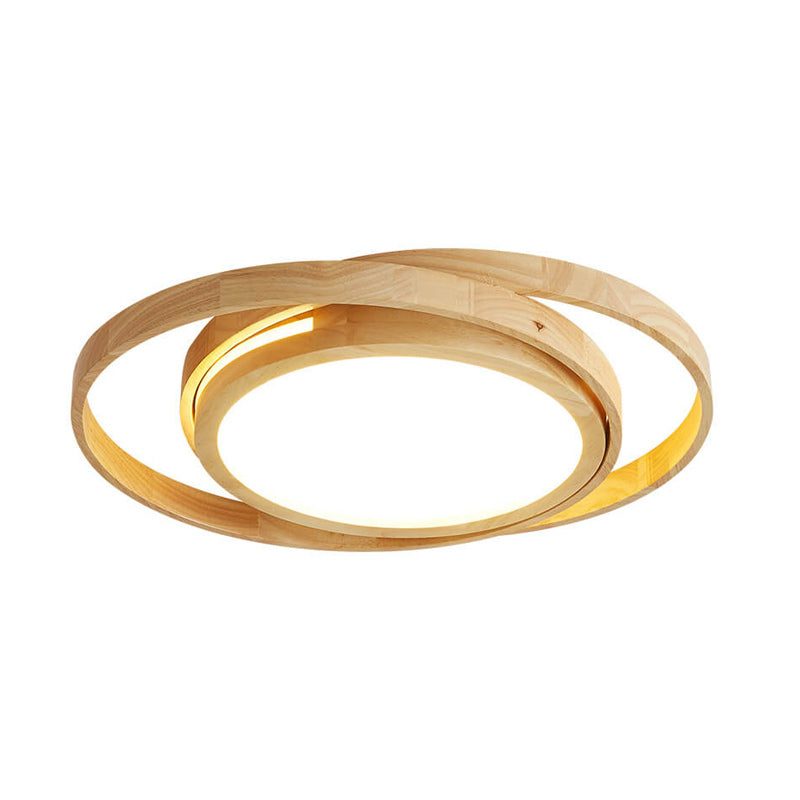 Minimalist Ring Wooden LED Flush Mount Ceiling Light