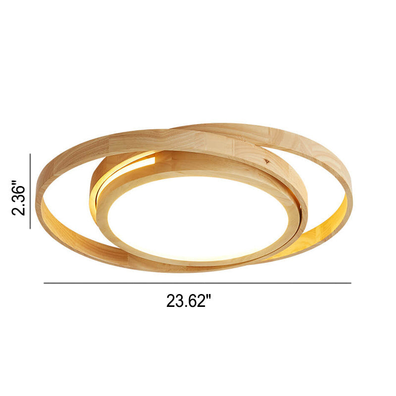 Minimalist Ring Wooden LED Flush Mount Ceiling Light