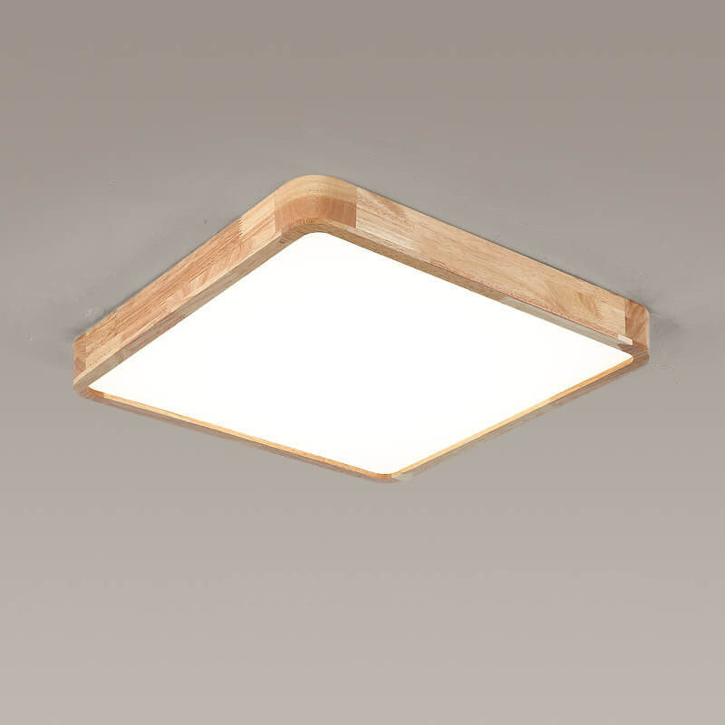 Minimalist Square Solid Wood LED Flush Mount Ceiling 2
