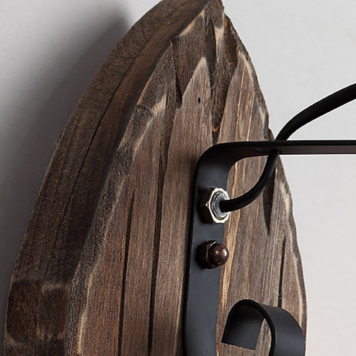 Traditional Disc Wood Wall Sconce