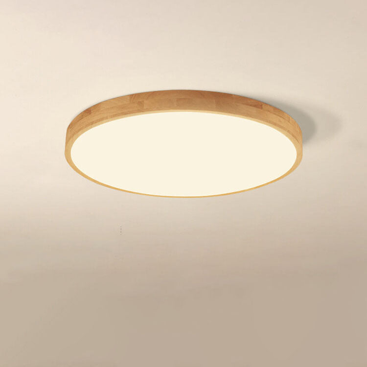 Nordic Round Solid Wood LED Flush Mount Ceiling Light