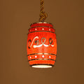 Vintage Wine Barrel Resin 1-Light Pendant Light