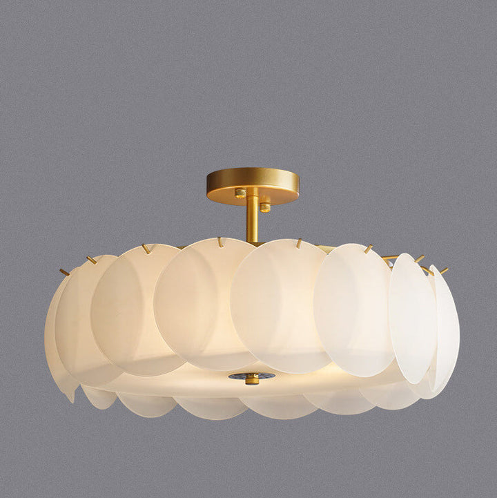 French Round Glass 6-Light Semi-Flush Ceiling Light